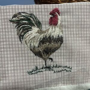 Embroidered Rooster Kitchen Curtain